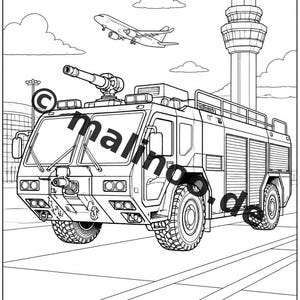 Livro de colorir de bombeiros em PDF para download digital – 50 páginas para colorir para crianças – Volume 2, Edição 1 (DIN-A4) imagem 18