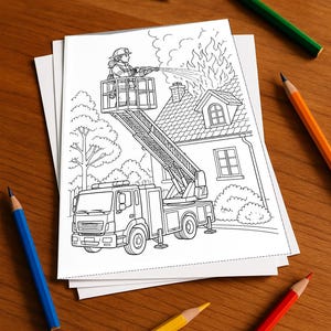 Livre de coloriage de pompiers, imprimé, non relié – 20 pages à colorier pour enfants – Livre 04 Édition 1 (DIN A4)