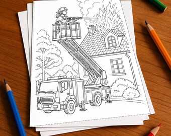 Feuerwehr Malbuch gedruckt, ungebunden – 20 Ausmalbilder für Kinder – Buch 04 Edition 1 (DIN-A4)