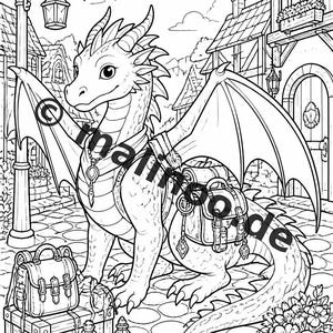 Drachen Malbuch Kinder – 100 Ausmalbilder – PDF Download E1/B1 (DIN-A4) – Geschenk, Beschäftigung, Adventskalender, Geburtstag Bild 7