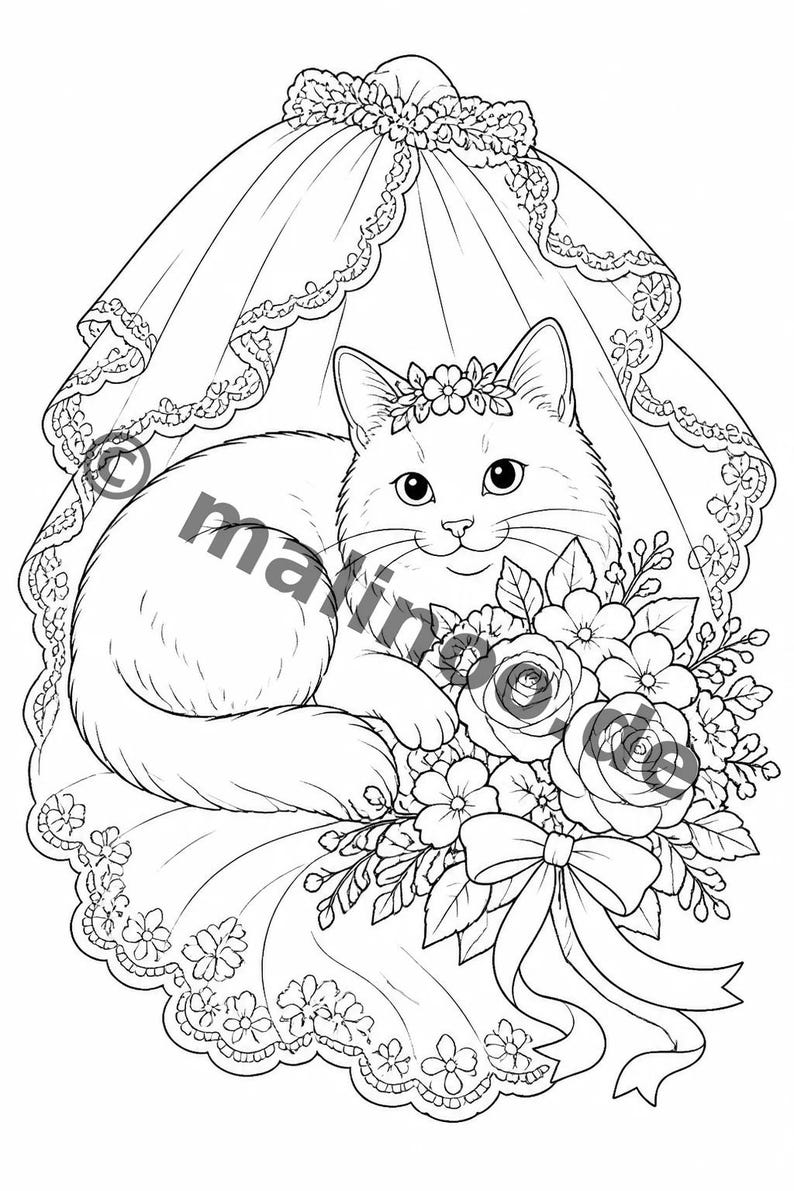 Livre de coloriage créatif sur le thème du mariage pour enfants – Idée cadeau pour petits-enfants et filleuls – 20 pages à colorier (PDF) E1/B5 image 10