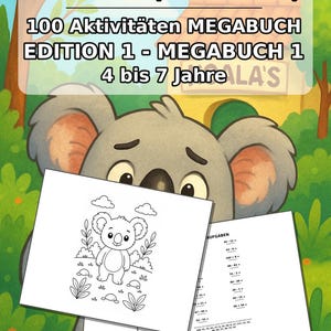 コアラの子供向けアクティビティブック – パズルとアクティビティページ100ページ – 印刷済み＋バラバラ E1/B1 (DIN A4) – ギフト、アクティビティ、アドベントカレンダー 画像 2