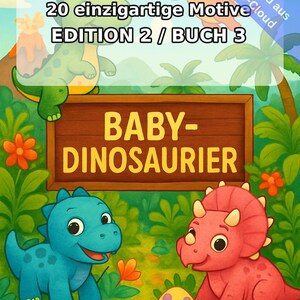 Baby Dinosaurs Coloring Book for Kids – 20 Coloring Pages – PDF Download E1/B3 (DIN-A4) – Party Favor, Gift, Children's Birthday Party, Party Favor image 2