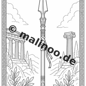 Greece Coloring Book for Kids – 50 Coloring Pages – PDF Download E1/B1 (DIN-A4) – Gift, Travel Activity, Birthday, Activity image 5
