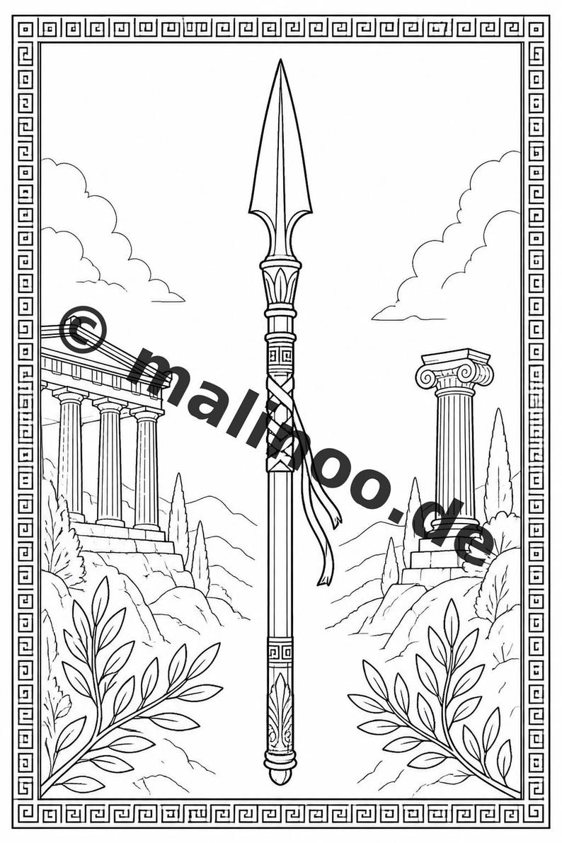 Greece Coloring Book for Kids – 50 Coloring Pages – PDF Download E1/B1 (DIN-A4) – Gift, Travel Activity, Birthday, Activity image 5