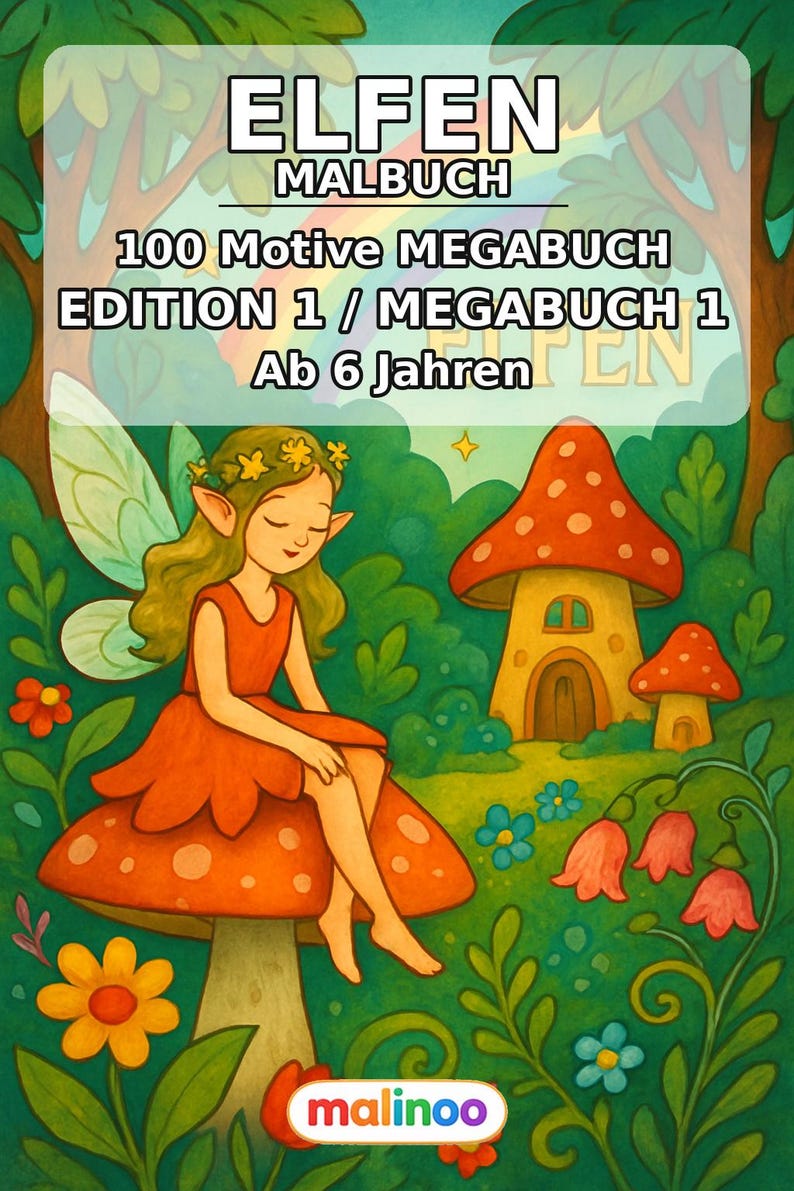 Elf Coloring Book for Children – 100 Coloring Pages – PDF Download E1/B1 (DIN-A4) – Gift, Activity, Advent Calendar, Birthday image 2