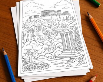 Griechenland Malbuch gedruckt, ungebunden – 100 Ausmalbilder für Kinder – MEGABUCH 01 Edition 1 (DIN-A4)