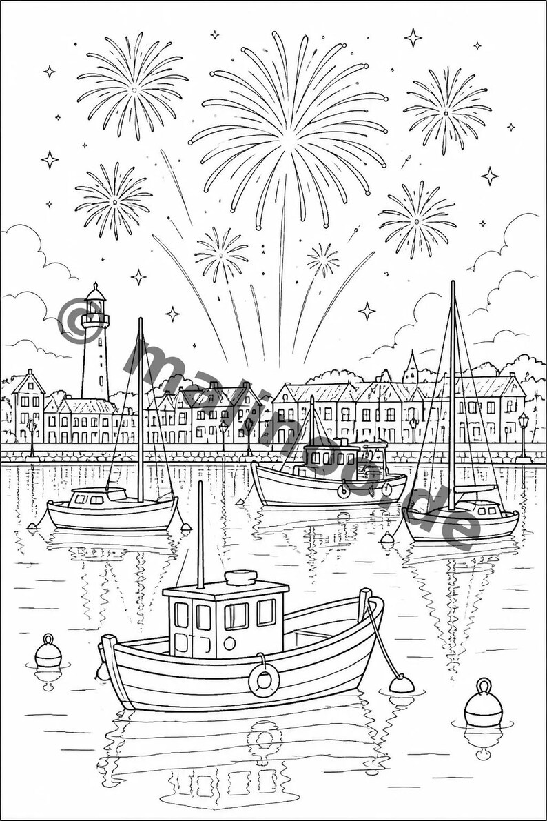New Year's Eve coloring pages for children – activity for long car rides and flights – 100 coloring pages (PDF) E1 image 6