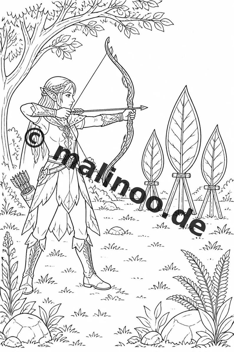 Children's table for weddings, baptisms and communions: Elf coloring book as a PDF with 100 coloring pages E2 image 10