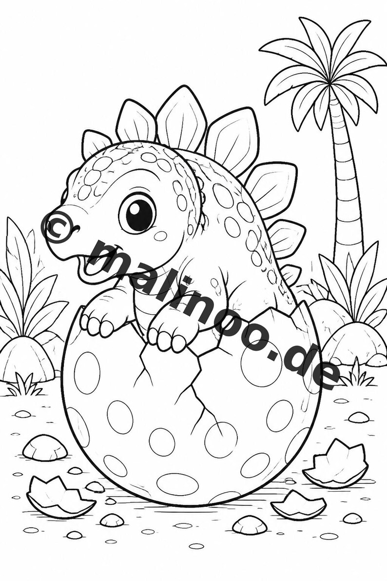 Libro para colorear de dinosaurios bebés en formato PDF (descarga digital): 100 páginas para colorear para niños – MEGA LIBRO 02 Edición 1 (DIN A4) imagen 8