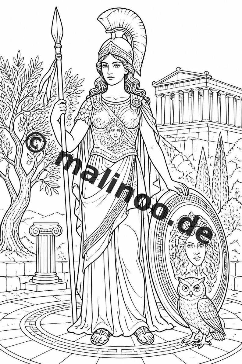 Greece Coloring Book for Kids – 50 Coloring Pages – PDF Download E1/B1 (DIN-A4) – Gift, Travel Activity, Birthday, Activity image 8