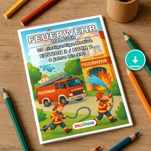 Fire Coloring Book for Kids – 20 Coloring Pages – PDF Download E1/B2 (DIN-A4) – Party Favor, Gift, Children's Birthday Party, Guest Gift image 1