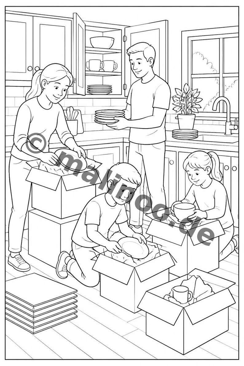 Beschäftigungsblätter Wir ziehen um für Kinder ab 8 Jahren – Beschäftigung für Kita- und Vorschulkinder – 50 Seiten (PDF) E1/B2 Bild 3