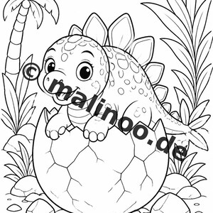 Baby Dinosaurs Coloring Book for Kids – 100 Coloring Pages – PDF Download E1/B3 (DIN-A4) – Gift, Activity, Advent Calendar, Birthday image 8