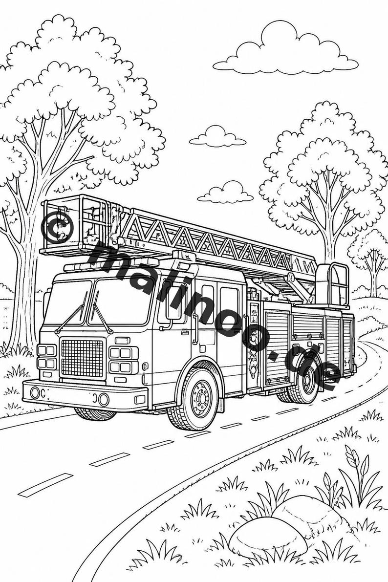 Brandman Målarbok, tryckt, obunden – 100 målarbilder för barn – MEGA BOOK 01 Utgåva 1 (DIN A4) bild 12