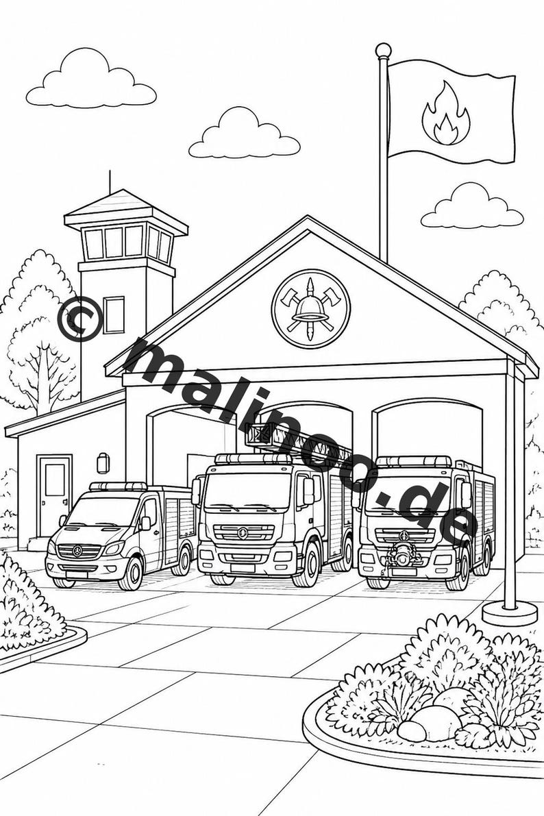 Fire coloring pages for children aged 8 and up – a small Easter gift for children – 20 pages (PDF) E4/B3 image 3