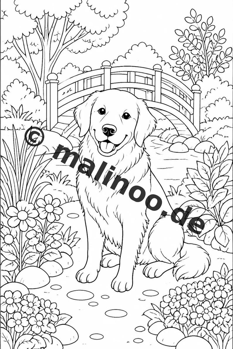 Hunde Malbuch Kinder – 100 Ausmalbilder – PDF Download E1/B1 (DIN-A4) – Geschenk, Beschäftigung, Adventskalender, Geburtstag Bild 11