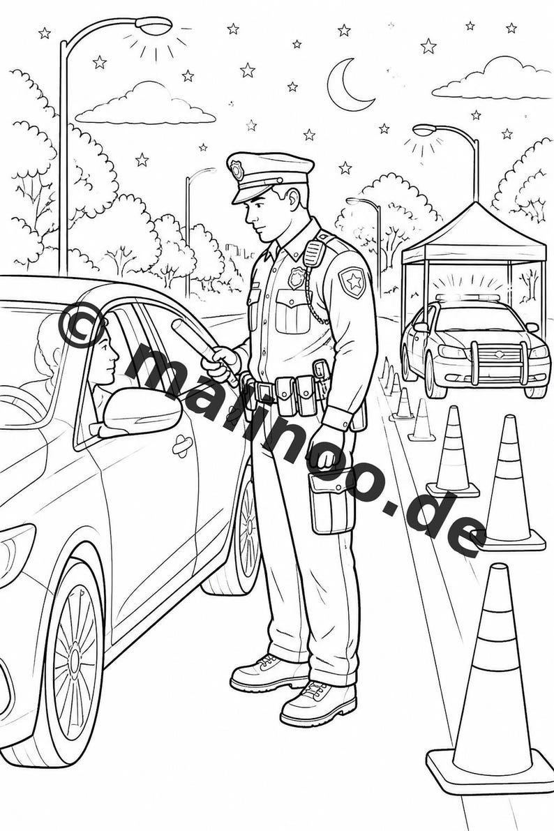 Police Coloring Book PDF Download digital – 20 coloring pages for children – Book 01 Edition 1 (DIN-A4) image 17