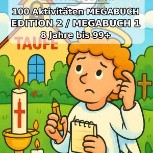 Taufe Knobelbuch zum Ausdrucken für Kinder – passendes Geschenk für 8-jährige Kinder – 100 Rätsel- und Aktivitätsseiten (PDF) E1 Bild 2