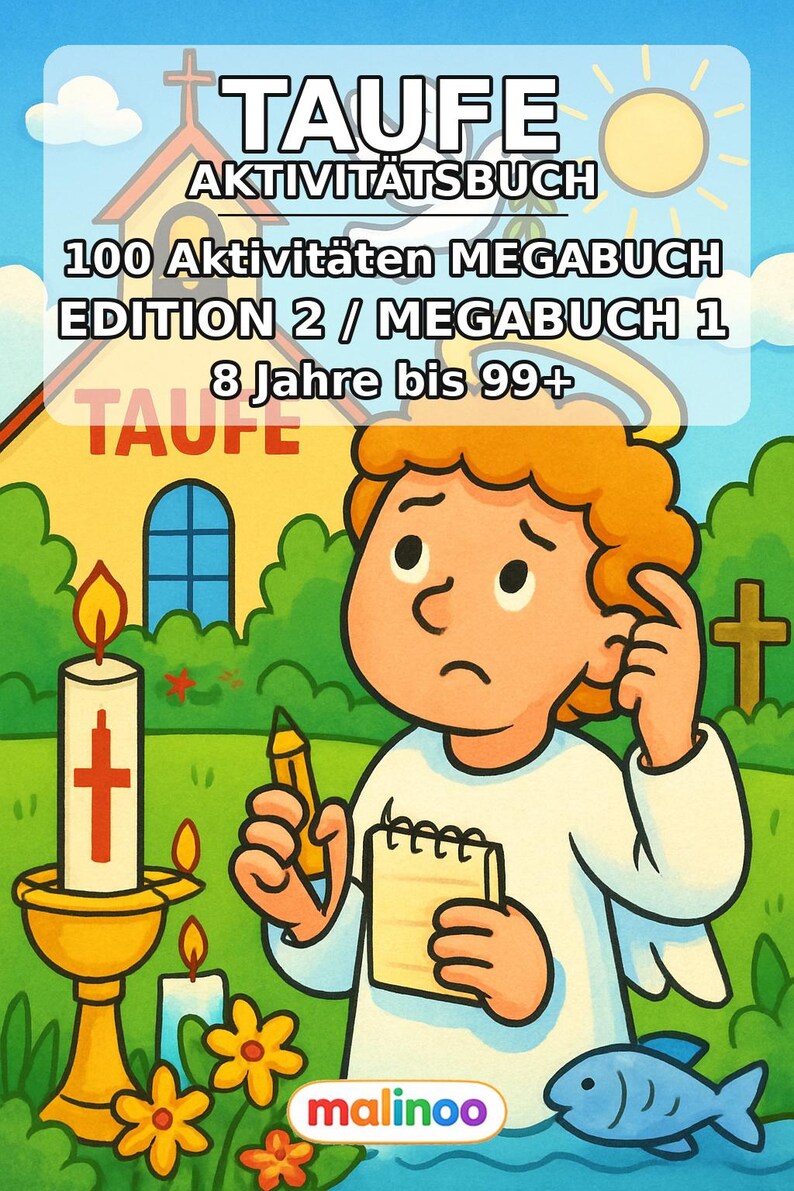 Taufe Knobelbuch zum Ausdrucken für Kinder – passendes Geschenk für 8-jährige Kinder – 100 Rätsel- und Aktivitätsseiten (PDF) E1 Bild 2