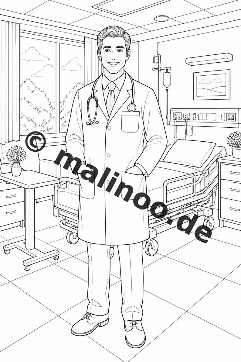 Hospital Coloring Book PDF Download Digital – 20 Coloring Pages for Children – Book 01 Edition 1 (DIN-A4) image 4