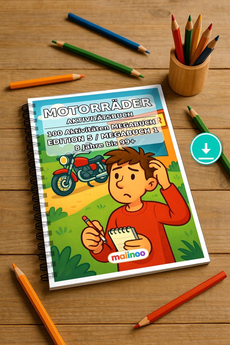 Motorcycle Puzzle Book for Ages 8 and Up – 100 Pages of Puzzles – School Cone Filler and Back-to-School Gift (PDF) E1 image 1