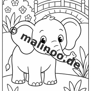Elefanten Malbuch Kinder – 50 Ausmalbilder – PDF Download E1/B1 (DIN-A4) – Geschenk, Reisebeschäftigung, Geburtstag, Beschäftigung Bild 7
