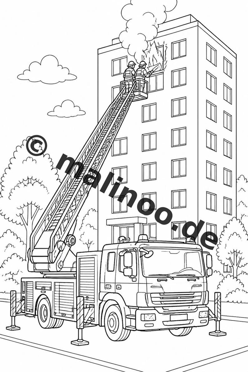 Fire Coloring Book for Kids – 20 Coloring Pages – PDF Download E1/B2 (DIN-A4) – Party Favor, Gift, Children's Birthday Party, Guest Gift image 10