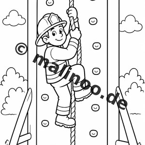 Livro de colorir infantil em estilo de quadrinhos sobre bombeiros – 100 páginas para colorir – Impresso + Folhas soltas E1/B1 (DIN A4) – Presente, atividade, calendário do Advento imagem 8