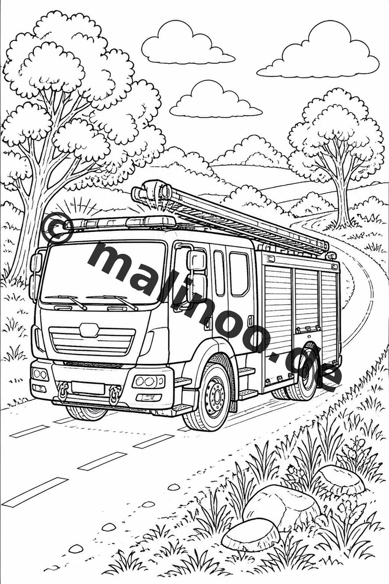 Fire Coloring Book for Kids – 20 Coloring Pages – PDF Download E1/B2 (DIN-A4) – Party Favor, Gift, Children's Birthday Party, Guest Gift image 12