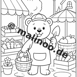 Berenkleurboek voor kinderen – 100 kleurplaten – PDF-download E1/B2 (DIN-A4) – Cadeau, activiteit, adventskalender, verjaardag afbeelding 12