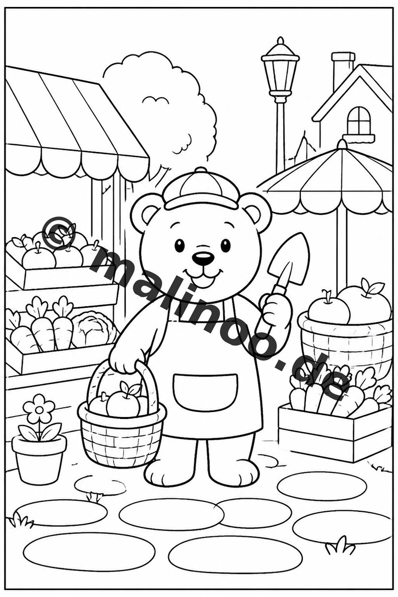 Berenkleurboek voor kinderen – 100 kleurplaten – PDF-download E1/B2 (DIN-A4) – Cadeau, activiteit, adventskalender, verjaardag afbeelding 12
