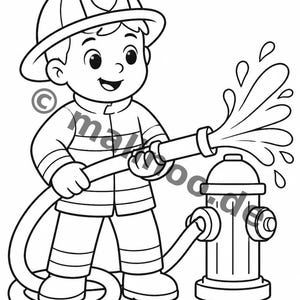 Feuerwehr Comic-Style Malbuch zum Ausmalen für Kinder – ruhige Beschäftigung für Regentage zu Hause – 50 Ausmalbilder (DIN-A4) E2/B1-2 afbeelding 4