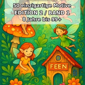 Fairy Coloring Book for Children – 50 Coloring Pages – PDF Download E1/B1 (DIN-A4) – Gift, Travel Activity, Birthday, Activity image 2