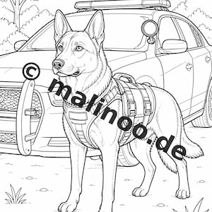 Livro de colorir policial para crianças – 50 páginas para colorir – Download em PDF E1/B5 (DIN-A4) – Presente, atividade para viagens, aniversário, diversão garantida imagem 15