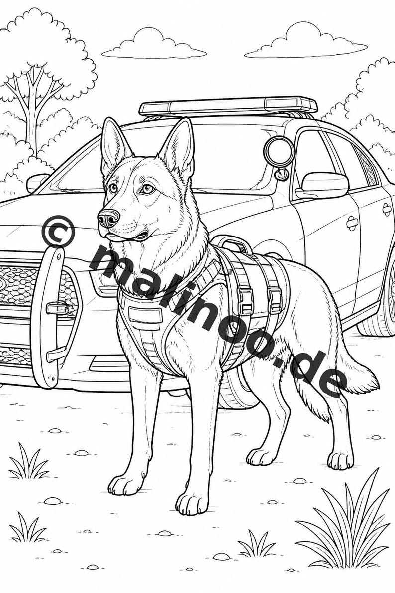 Livro de colorir policial para crianças – 50 páginas para colorir – Download em PDF E1/B5 (DIN-A4) – Presente, atividade para viagens, aniversário, diversão garantida imagem 15