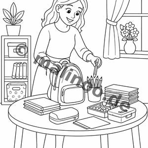 My First Day of School Creative Coloring Book for Ages 6 and Up – 100 Pictures to Color – Gift for Siblings on Birth (PDF) E2 image 9