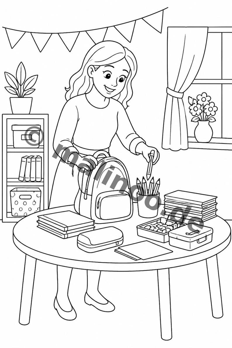 My First Day of School Creative Coloring Book for Ages 6 and Up – 100 Pictures to Color – Gift for Siblings on Birth (PDF) E2 image 9