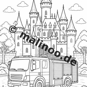 Feuerwehr Malbuch PDF Download digital – 20 Ausmalbilder für Kinder – Buch 02 Edition 1 (DIN-A4) Bild 15