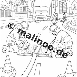 Firefighter Coloring Book PDF Download Digital – 100 Coloring Pages for Children – MEGA BOOK 03 Edition 1 (DIN A4) image 14