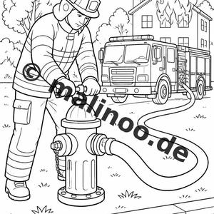 Feuerwehr Malbuch PDF Download digital – 50 Ausmalbilder für Kinder – Band 03 Edition 1 (DIN-A4) Bild 19