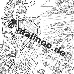 Libro para colorear de sirenas para niños – 100 páginas para colorear – Descarga en PDF E1/B4 (DIN-A4) – Regalo, actividad, calendario de adviento, cumpleaños imagen 9