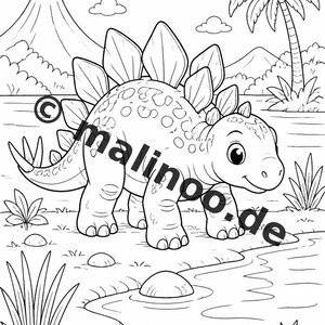 Baby Dinosaurs Coloring Book for Kids – 100 Coloring Pages – PDF Download E1/B3 (DIN-A4) – Gift, Activity, Advent Calendar, Birthday image 7