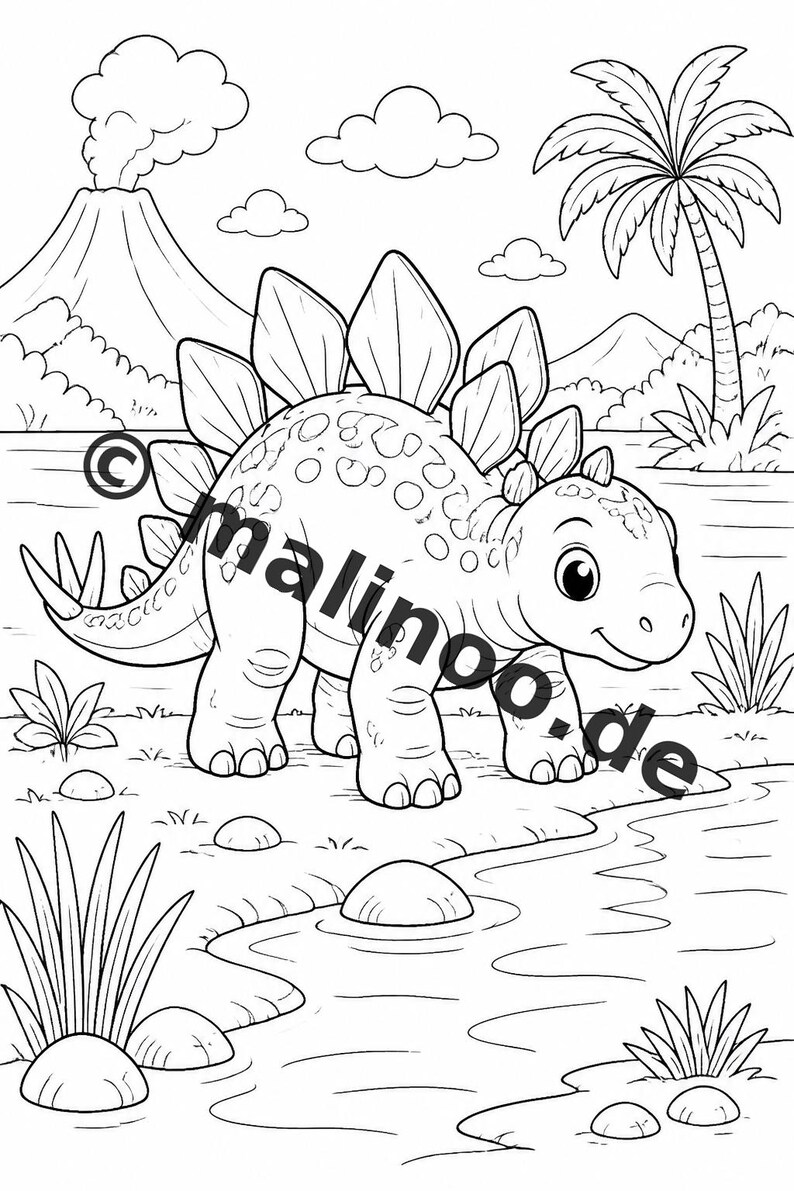 Baby Dinosaurs Coloring Book for Kids – 100 Coloring Pages – PDF Download E1/B3 (DIN-A4) – Gift, Activity, Advent Calendar, Birthday image 7