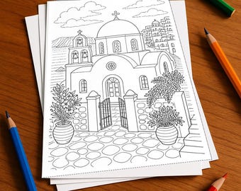 Griechenland Malbuch Kinder – 50 Ausmalbilder – gedruckt+lose E1/B4 (DIN-A4) – Geschenk, Reisebeschäftigung, Geburtstag, Beschäftigung