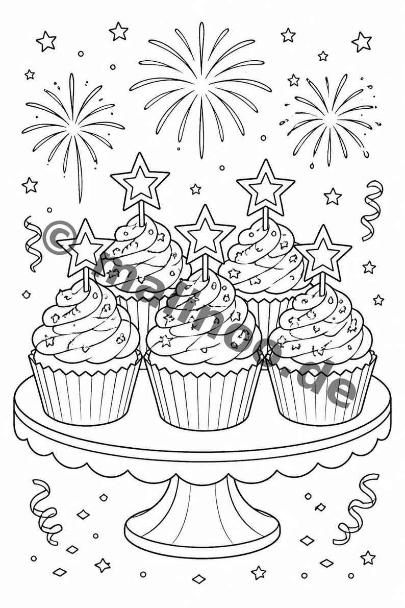 New Year's Eve coloring pages for children – activity for long car rides and flights – 100 coloring pages (PDF) E1 image 7