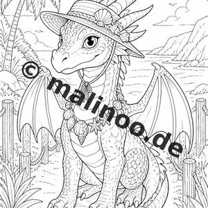 Drachen Malbuch Kinder – 100 Ausmalbilder – PDF Download E1/B1 (DIN-A4) – Geschenk, Beschäftigung, Adventskalender, Geburtstag Bild 10