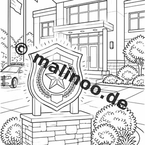 Police Coloring Book for Kids – 50 Coloring Pages – PDF Download E1/B5 (DIN-A4) – Gift, Travel Activity, Birthday, Keeps Entertaining image 10