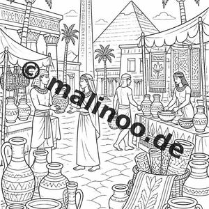 Ägypten Malbuch Kinder – 100 Ausmalbilder – PDF Download E1/B4 (DIN-A4) – Geschenk, Beschäftigung, Adventskalender, Geburtstag Bild 5