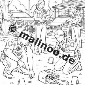 Police Coloring Book for Kids – 20 Coloring Pages – PDF Download E1/B3 (DIN-A4) – Party Favor, Gift, Children's Birthday Party, Party Favor image 14
